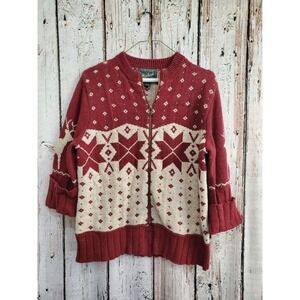 VINTAGE Women's Medium‎ Woolrich Wool Blend Zip Cardigan Sweater Cottagecore EUC